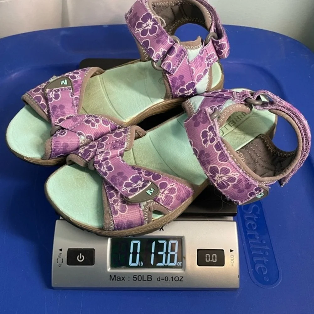 Girls Merrell Surf‎ Strap Sport Sandal Grey & Purple Youth Size 2M